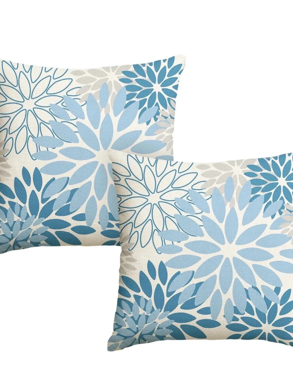 Blue Floral Decorative Throw Pillow Covers
